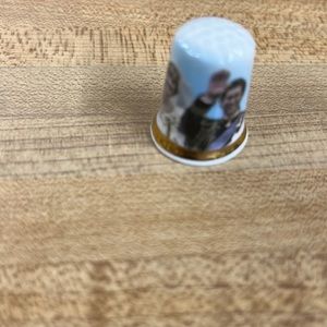 Vintage Fine Bone China Thimble HRH Prince Charles &Diana Wading